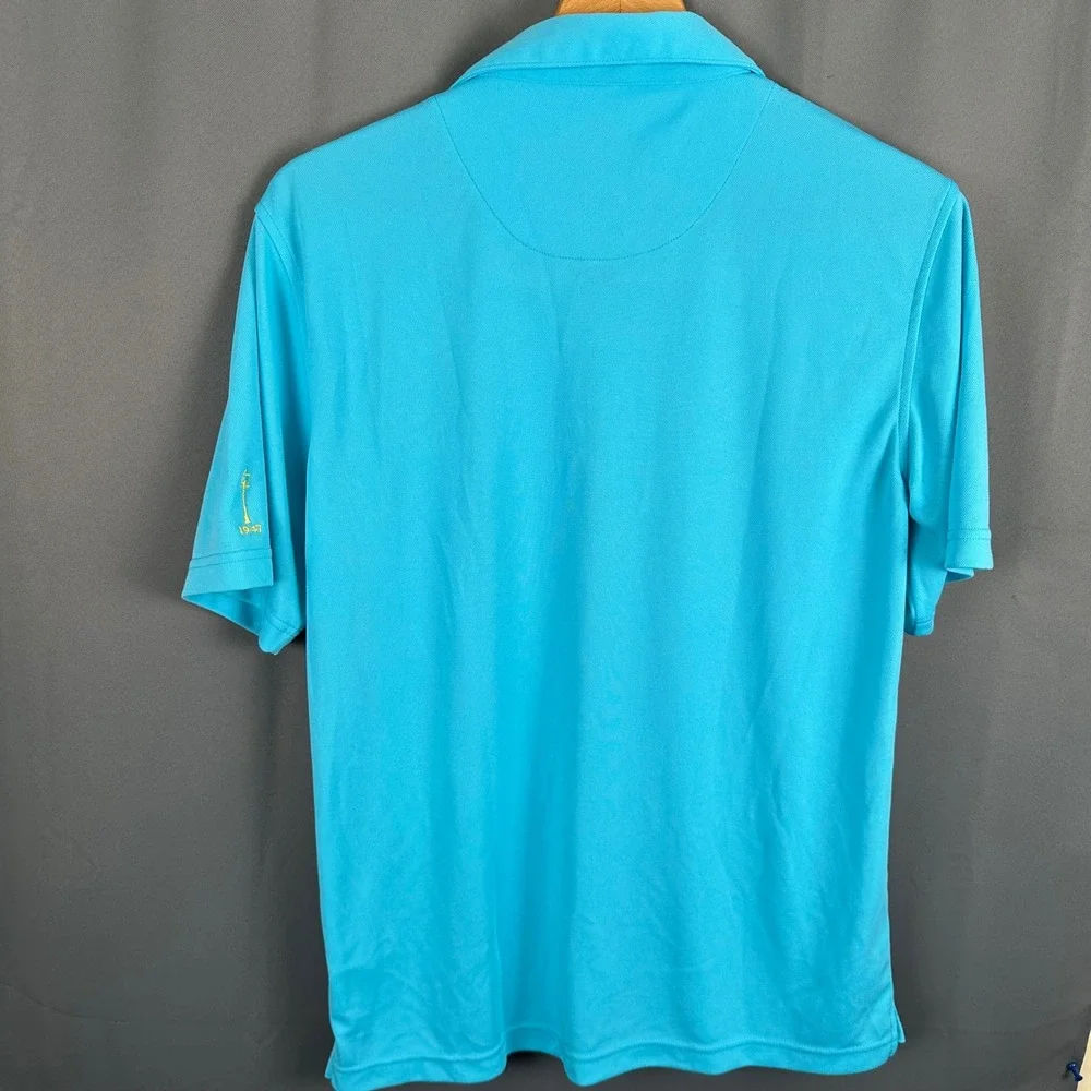 Johnnie-O Boys Prep-Formance Polo Shirt Cyan Blue Short Sleeve Size 16 Golf Top